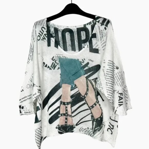 NWOT Made in Italy beautiful oversized graphic Tunic - Picture 1 of 5